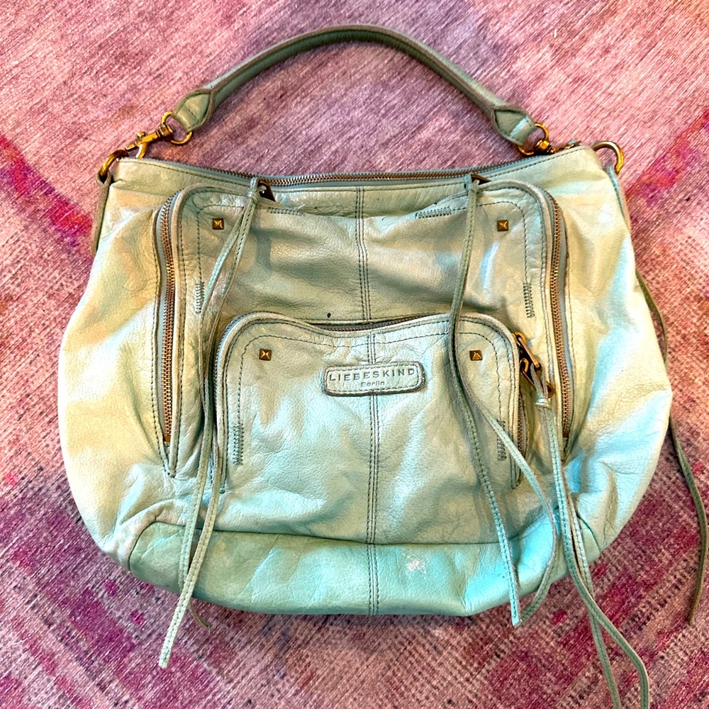 Liebeskind Berlin Teal authentic leather bag (UNEVEN COLOR EFFECT)